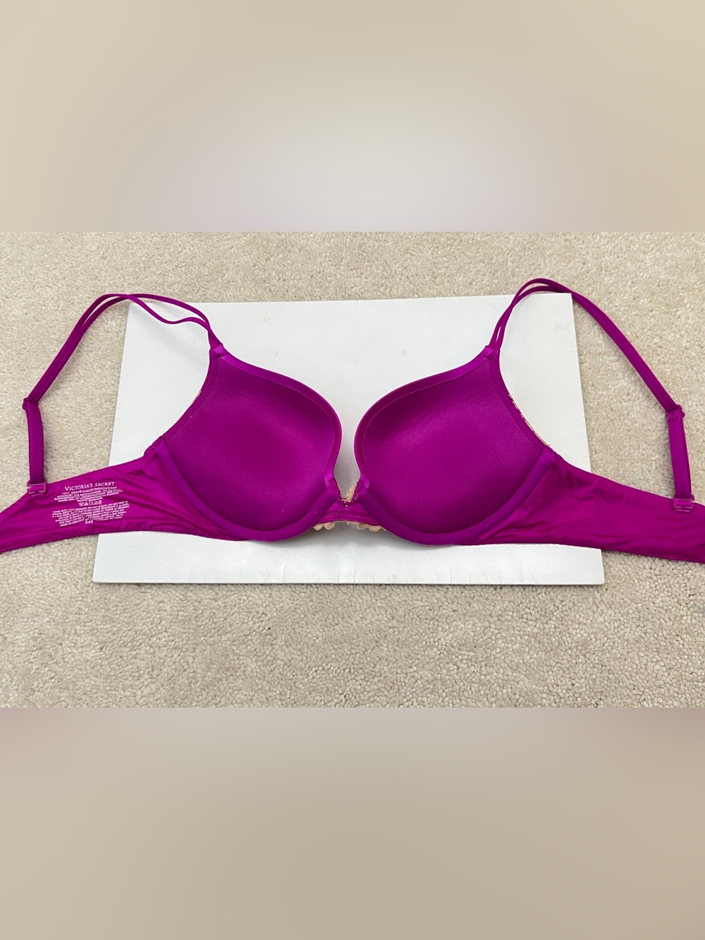 Victoria’s Secret Very Sexy Magenta Satin & Lace Gel Padded Push Up Bra 34B 2012 - Picture 4 of 5